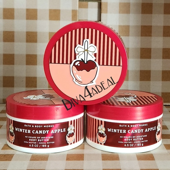 3X Bath & Body Works WINTER CANDY APPLE 6.5 OZ Body Butters - Picture 1 of 2